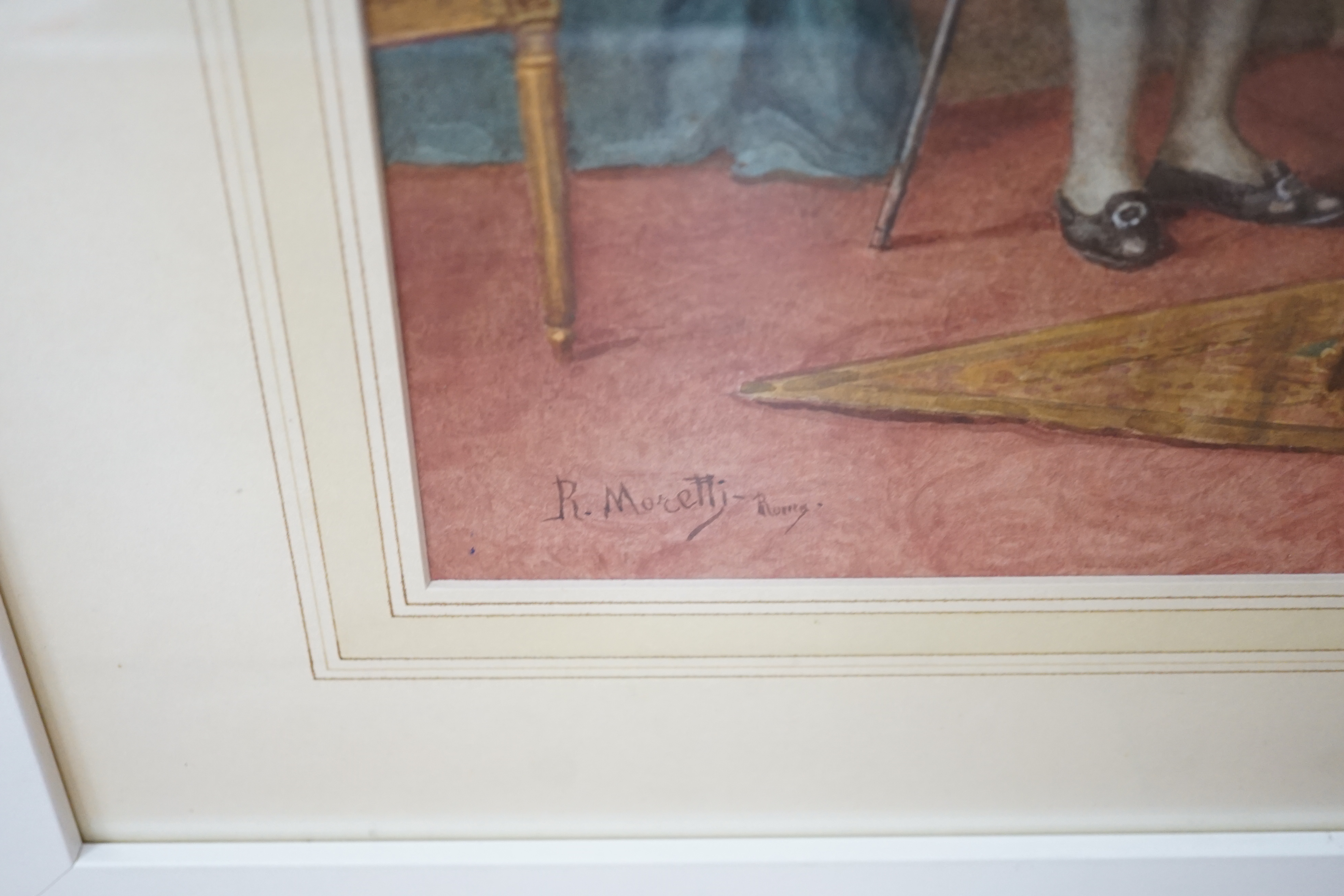 Renato Moretti (Italian, 1863-1913), watercolour, 'Old Prints', signed and inscribed, ‘Rome’, 35 x 54cm. Condition - fair, minor discolouration to the paper